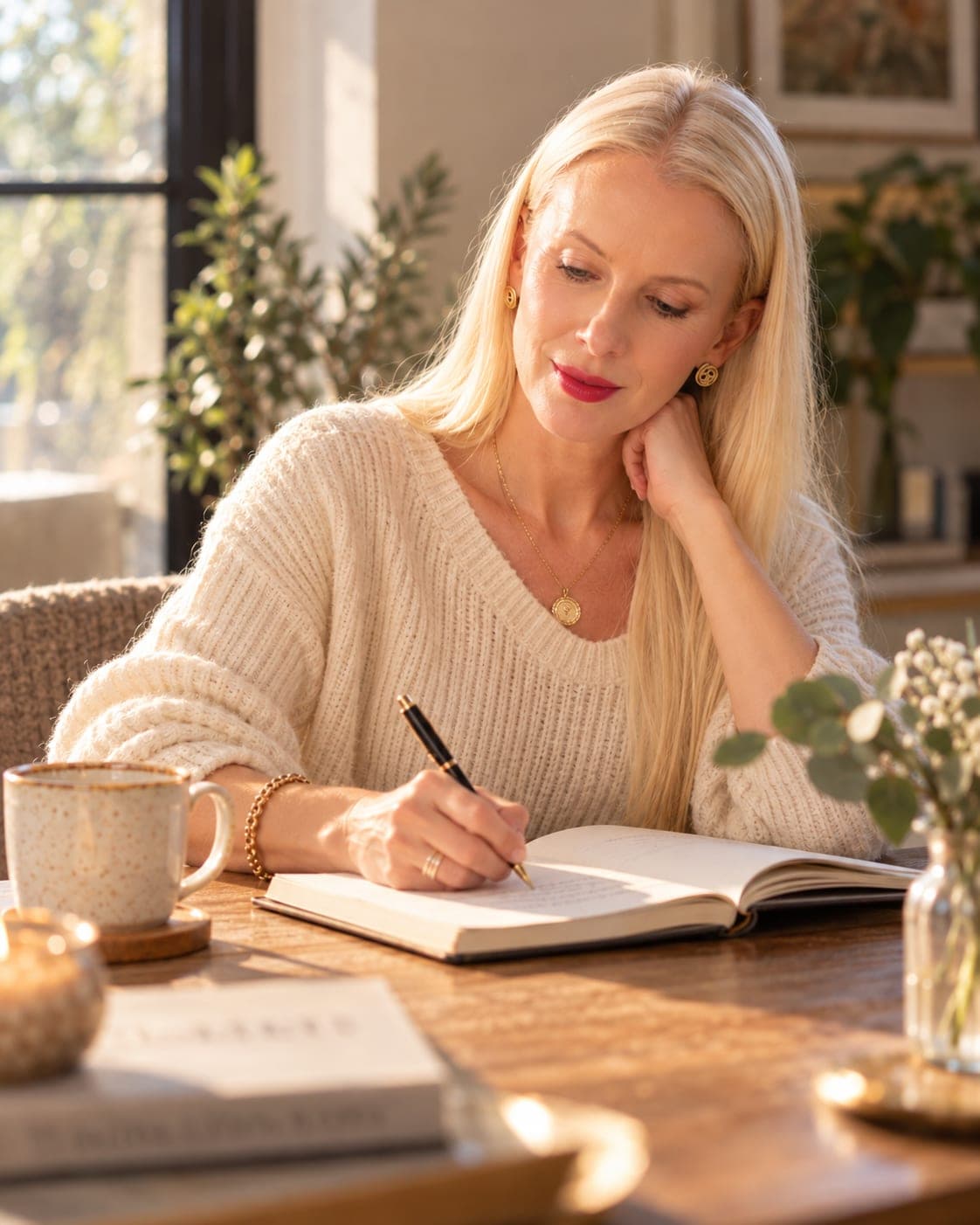 Marianne writing in a journal
